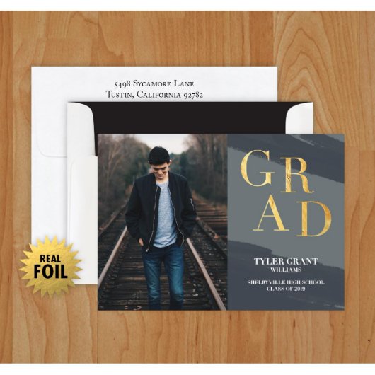 Set of 24 Bold Foil Text Graduation Announcements (Front)