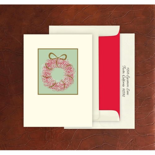 Set of 24 Classic Vintage Wreath Christmas Cards 