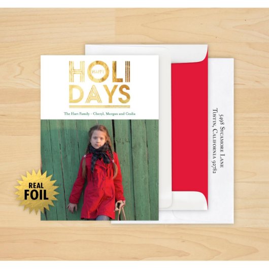 Set of 24 Foil Holi-Days Photo Christmas Cards (Card & Envelope)