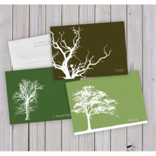 Set of 24 Green Nature's Silhouette Note Cards