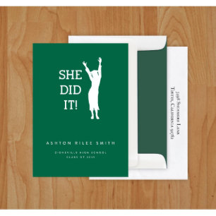 Set of 24 She Did It! Graduation Announcements