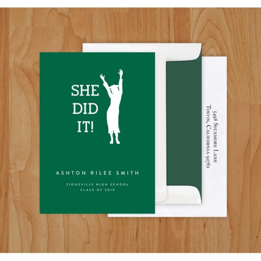 Set of 24 She Did It! Graduation Announcements (Front)