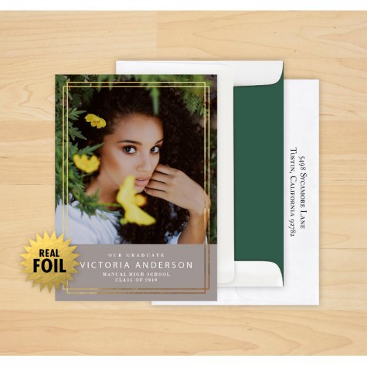 Set of 24 That Border Foil Grad Announcements (Front)