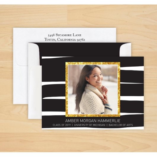 Set of 24 Wide Stripes Graduation Announcements (Front)