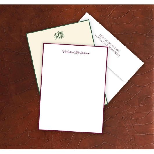 Set of 25 Hand-Bordered Stationery Sheets (Front)