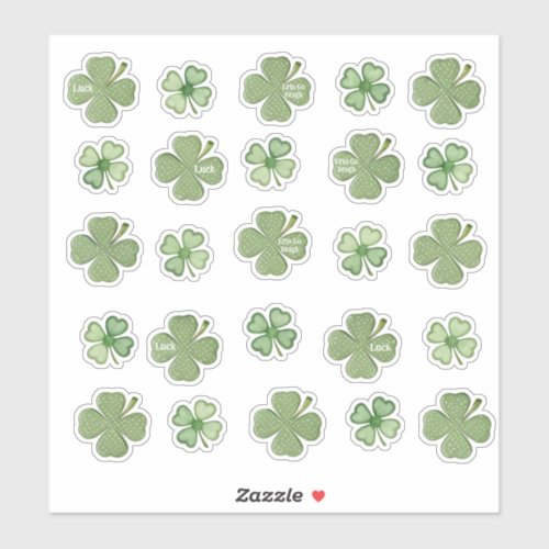 Set of 25 Spotted Shamrock Vinyl Stickers