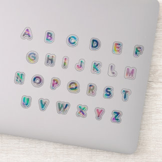 Set of 27 alphabet holographic stickers
