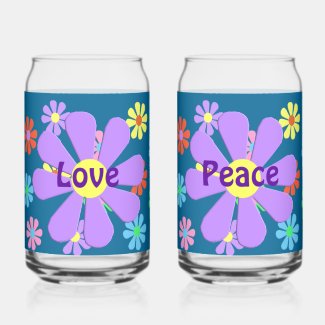 Set of 2 1960s Retro Flower Power