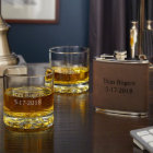 Set Of 2 Buckman Whiskey Glasses With Hip Flask