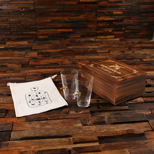 Set of 2 Engraved Bullet Lodged Pint Glasses (Front)