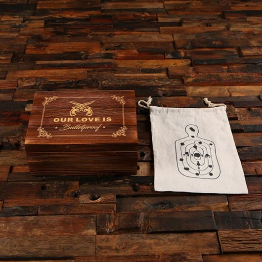 Set of 2 Engraved Bullet Lodged Pint Glasses (Front)