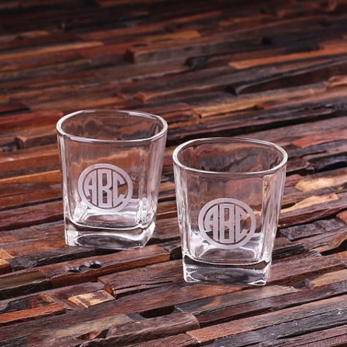Set of 2 Engraved Classic Monogram Whiskey Glasses