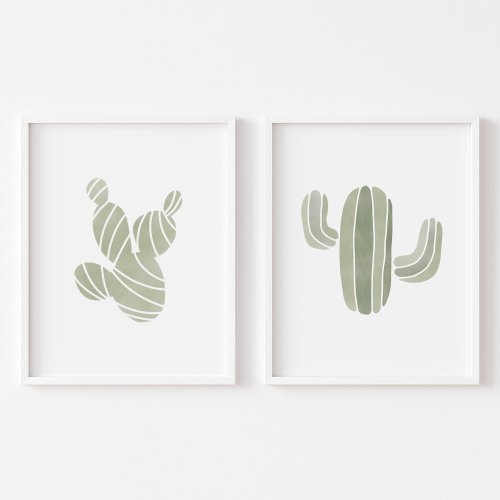 set of 2 green cactus posters