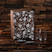 Set of 2 Heart Coasters & Stemless Wine Glasses (Front)