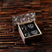 Set of 2 Heart Coasters & Stemless Wine Glasses (Inside)