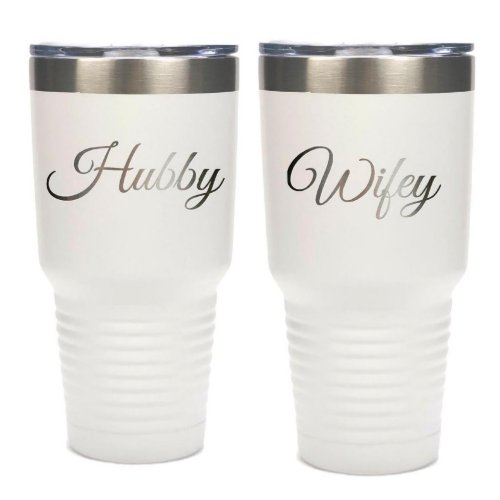 Set of 2 Hubby Wifey Stainless Steel Tumbler