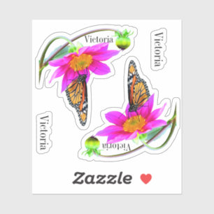 Set of 2 Monarch Butterflies Dahlia Vinyl Stickers