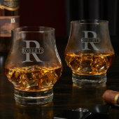 Set of 2 Oakmont Etched Wescott Whiskey Glasses (Front)