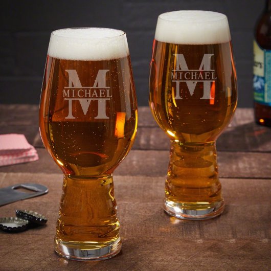 Set of 2 Oakmont Monogram Spieglau IPA Glasses (Front)