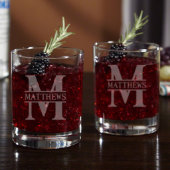 Set of 2 Oakmont Monogram Whiskey Glasses (Front)