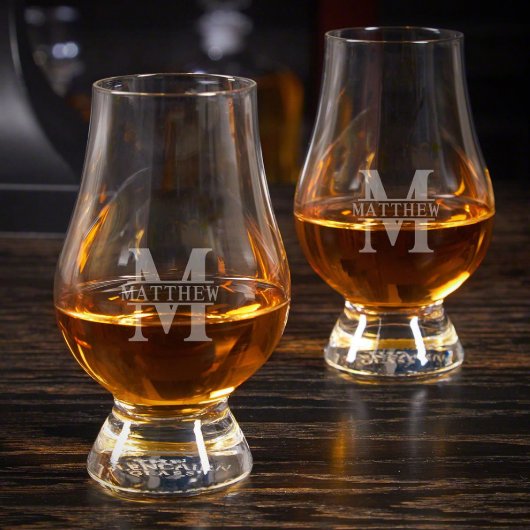 Set of 2 Stamped Monogram Glencairn Glasses (Front)