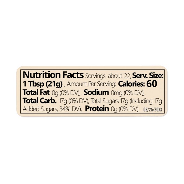Set of 30 Linear Honey Nutrition Facts Warm White Label (Front)