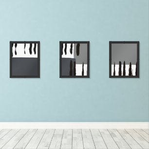 Set of 3 Abstract Black and White Art Prints