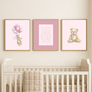 Set of 3 Baby Nursery Teddy Bear Balloons Poem