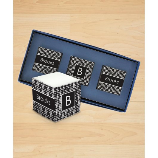 Set of 3 Black & White Self Stick Mini Memo Cubes (Front)