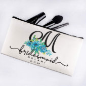 Set Of 3 Blue Flowers Floral Canvas Cosmetic Bags (Front)