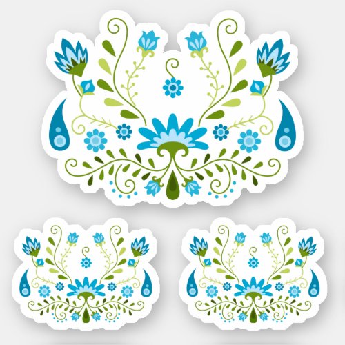 Set of 3 Blue Traditional Mexican Floral Sticker