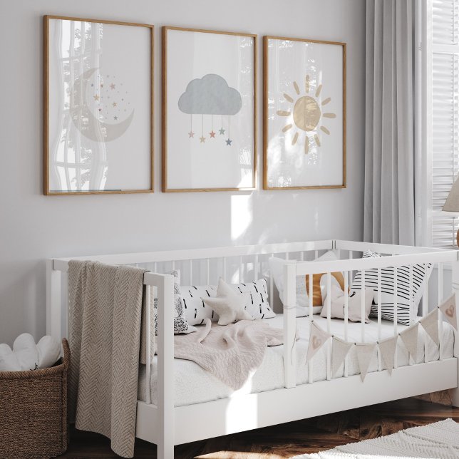 Set of 3 boho moon, cloud, sun print (Creator Uploaded)