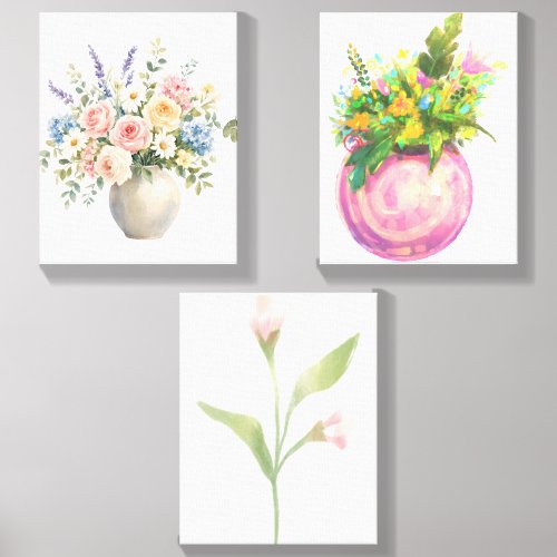 Set of 3 Botanical Garden Prints - Elegant Home Canvas Photo Tile