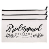 Set Of 3 Cute Round Leaves Canvas Cosmetic Bags (Set)