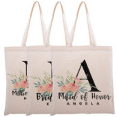 Set of 3 Elegant Pink Roses Canvas Tote Bags (Set)