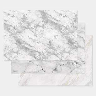 Set of 3 faux marble textures wrapping paper sheets