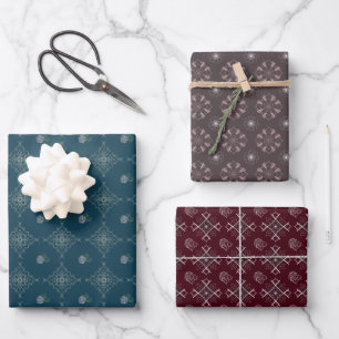 Set of 3 floral patterned wrapping paper