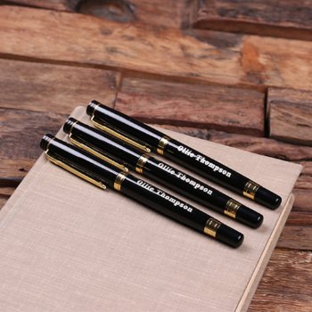 Set Of 3 High Quality Gold Accented Metal Pens by tealsprairie at Zazzle