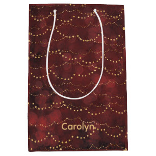 Set of 3 Holiday Wrapping Papers Red & Green Mediu Medium Gift Bag