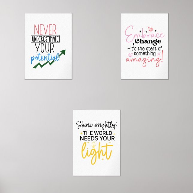 Set of 3 Inspirational Quote Prints – Motivational (Front)