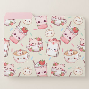 Set of 3 Kawaii File Folders – Cute Cat, Coffee, I