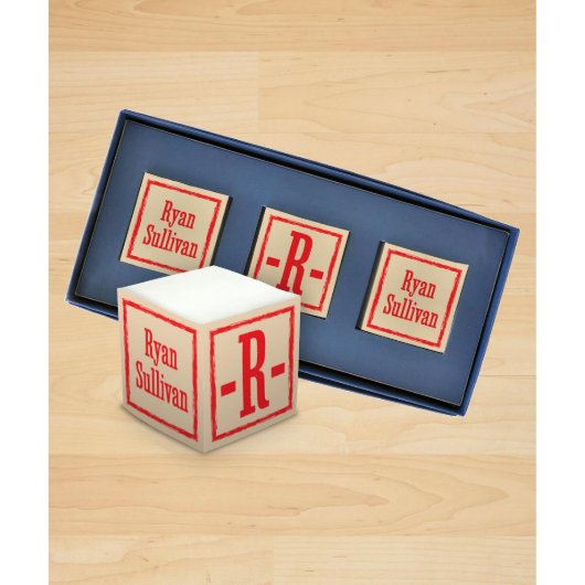 Set of 3 Letter Block Self Stick Mini Memo Cubes (Front)