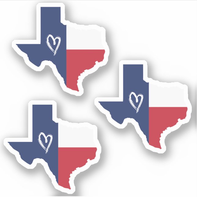 Set of 3 Love in Texas State Flag Sticker (Front)