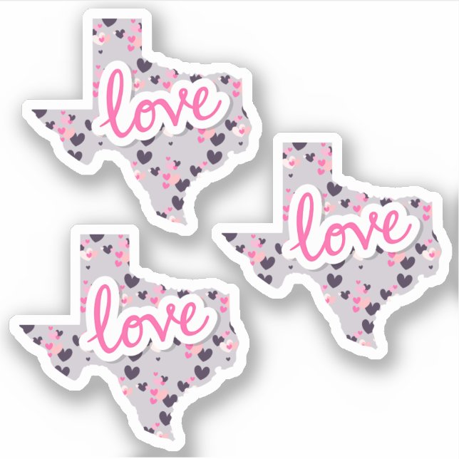 Set of 3 Love in Texas - Valentine's Day Sticker (Front)