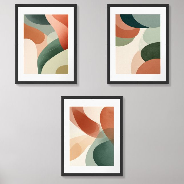 Set of 3 Modern Abstract Wall Art Prints (Front)