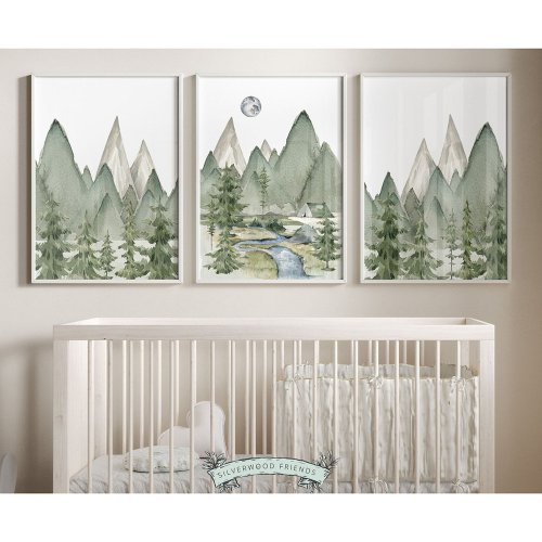 Set of 3 Mountain Nursery Prints