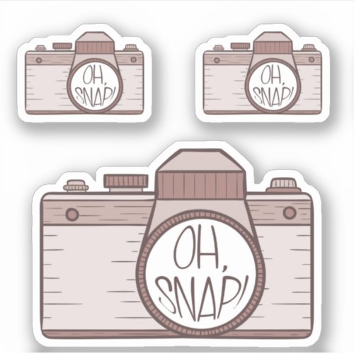 Set of 3 Oh Snap Brown Pastel Camera Sticker