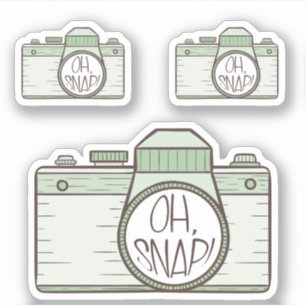 Set of 3 Oh Snap! Green Pastel Camera Sticker