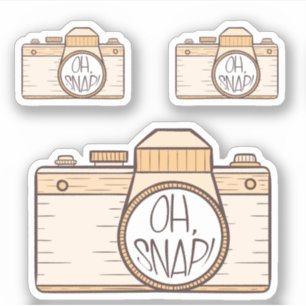 Set of 3 Oh Snap! Yellow Pastel Camera Sticker