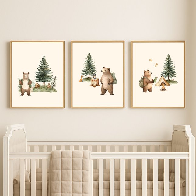 Set of 3 One Happy Camper Bear Nursery Wall Art (Creator Uploaded)